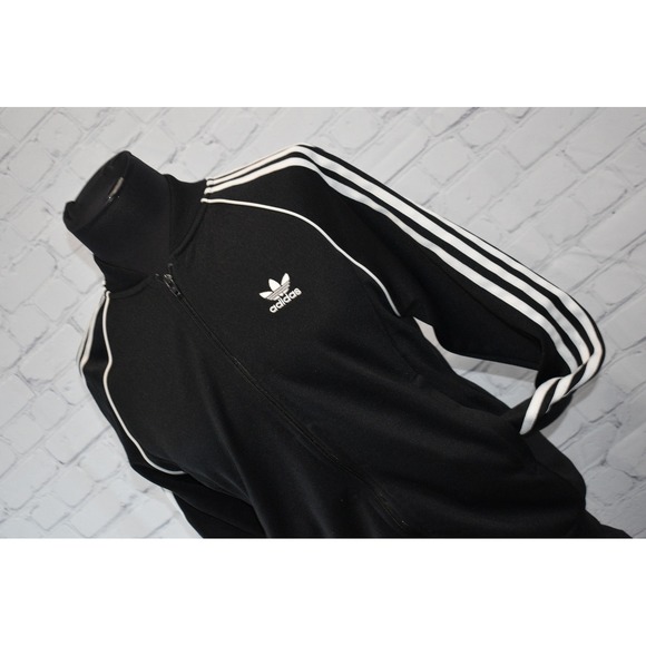 adidas Jackets & Blazers - Adidas Track Jacket Women Medium Black Full Zip Trefoil 3-Stripe Polyester